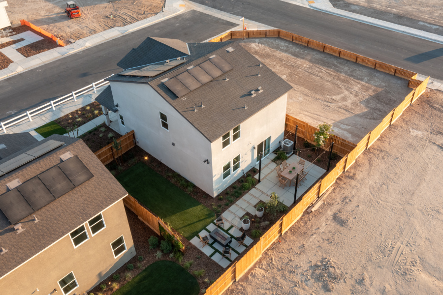 A high angle view of a building.