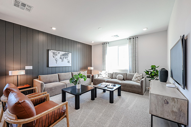 A living room with a tv and couches.