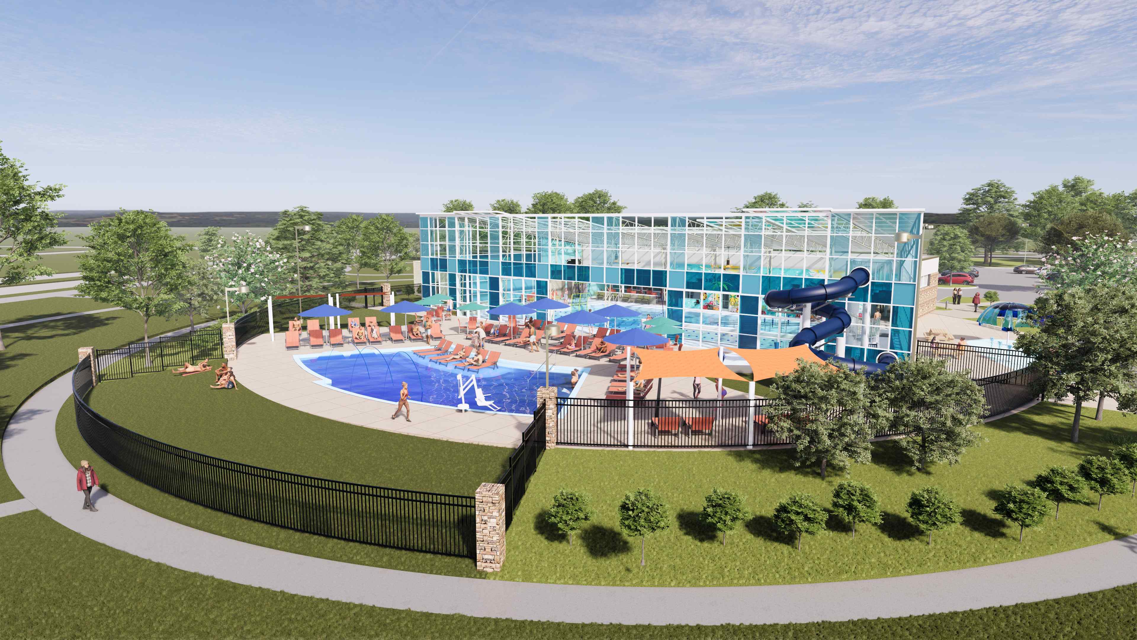 A large swimming pool.