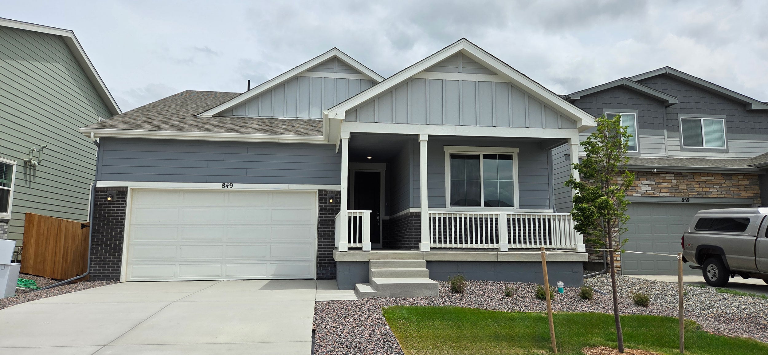A house with a garage.