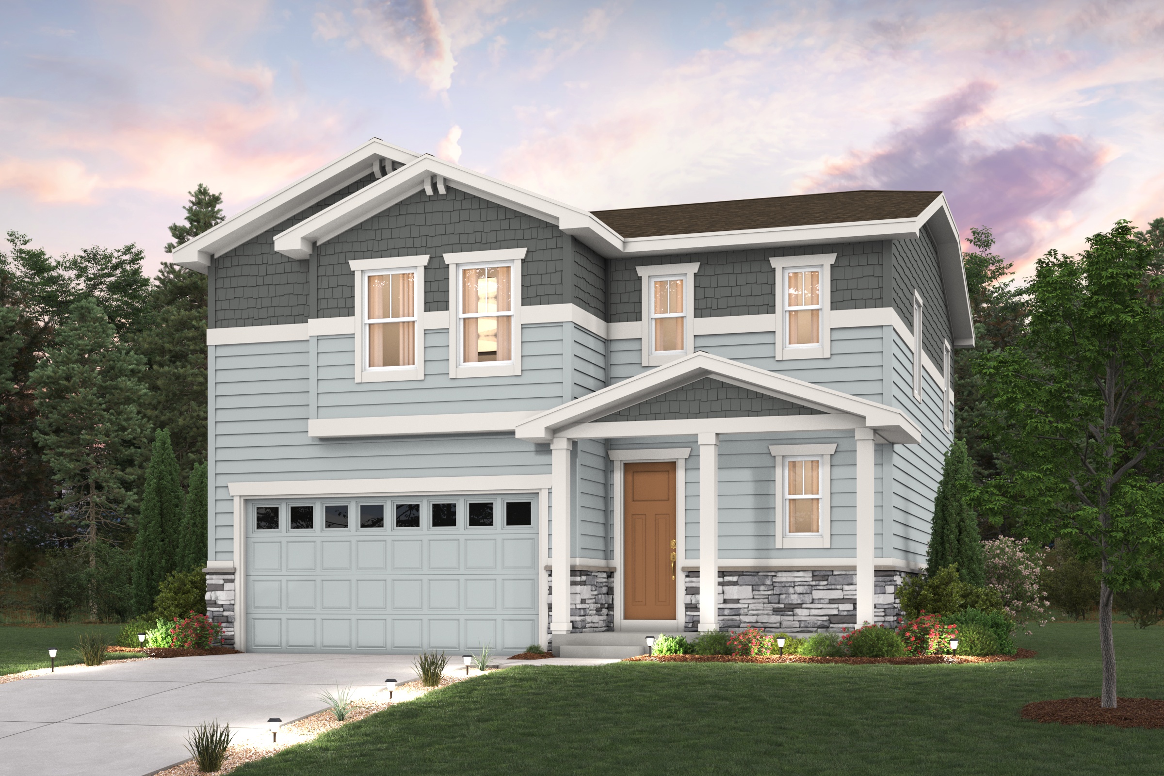 A house with a garage.