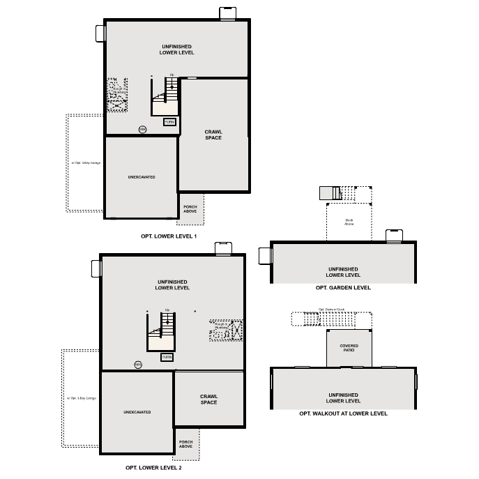 Diagram, engineering drawing. Tahoe Floorplan, Basement Options