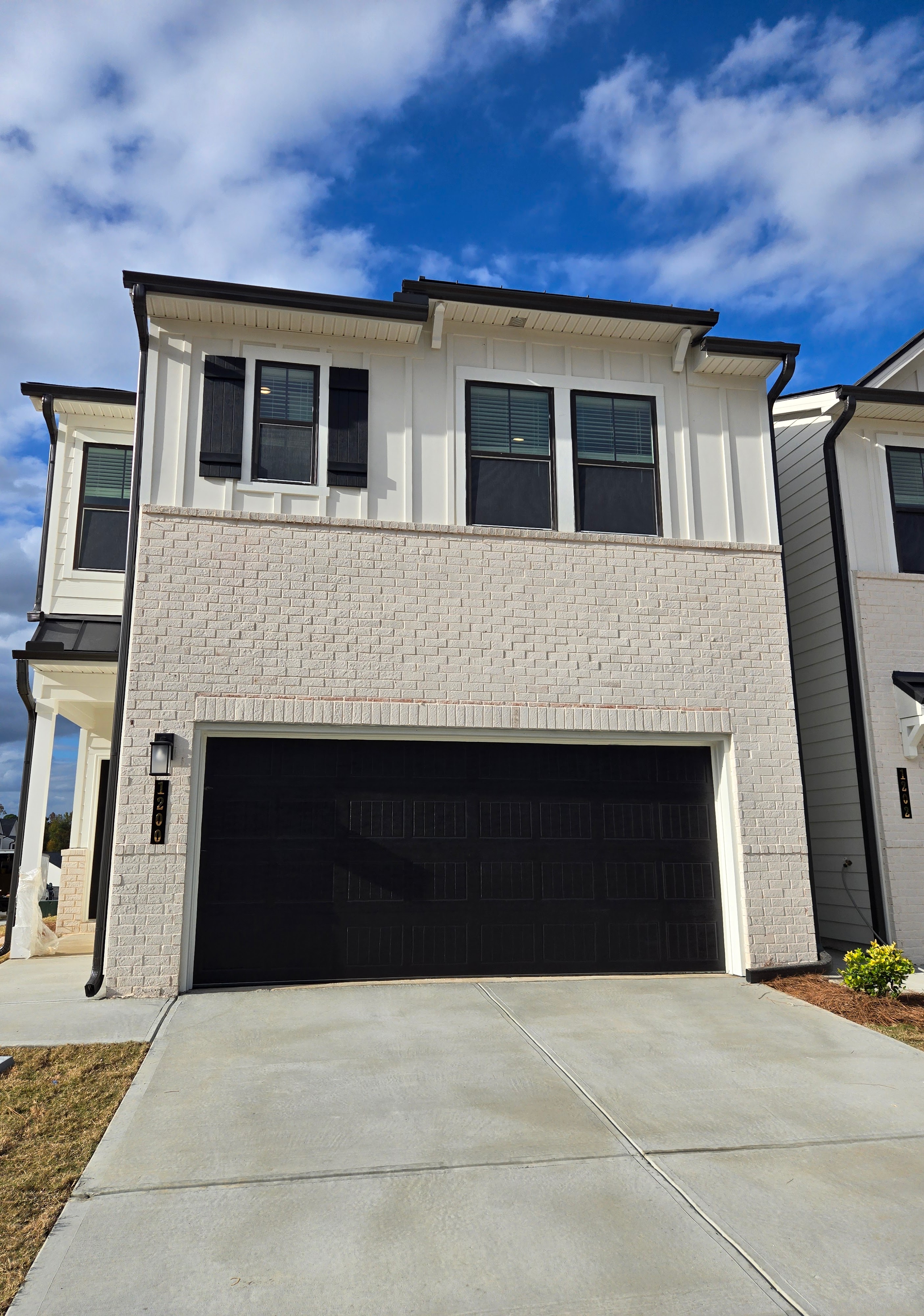 A building with a garage.