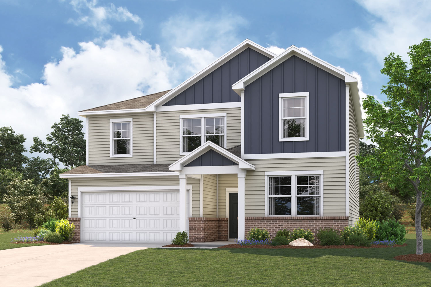 A house with a garage.