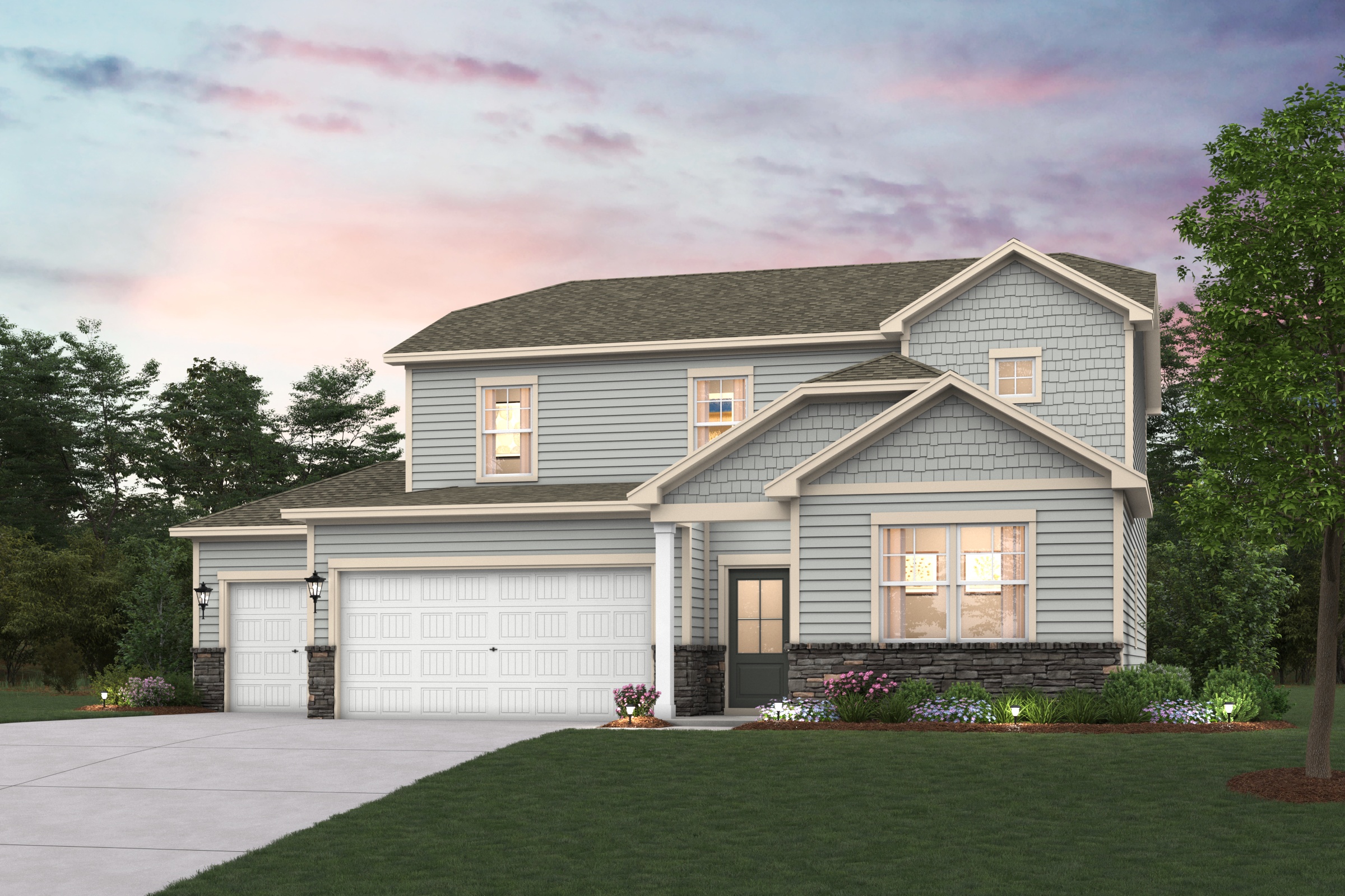 A house with a garage.