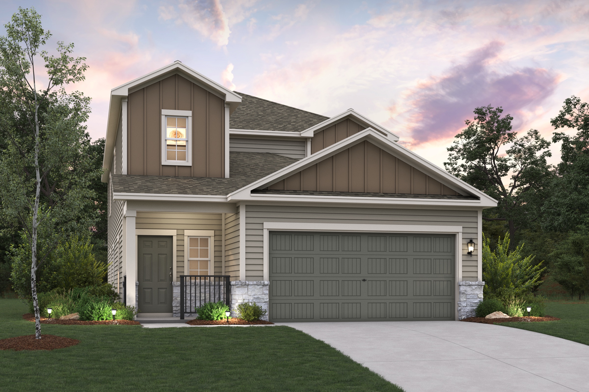 A house with a garage.