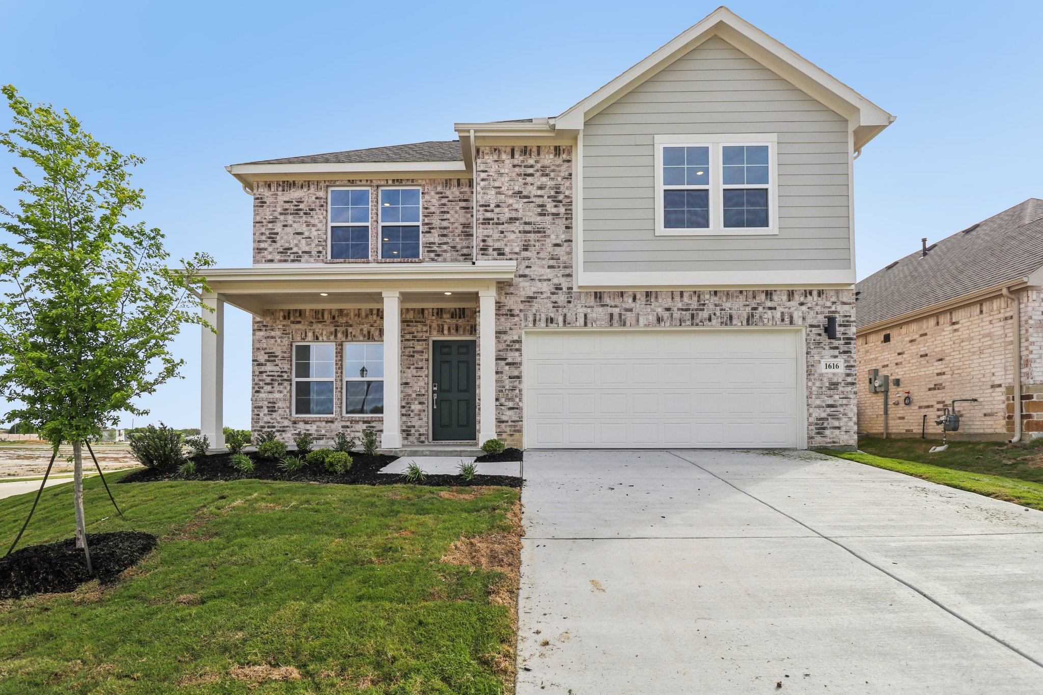 A house with a garage.