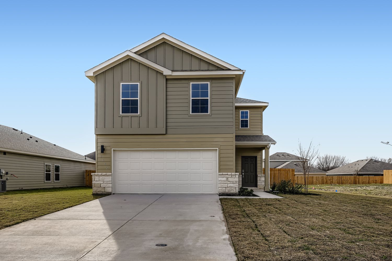 A house with a garage.