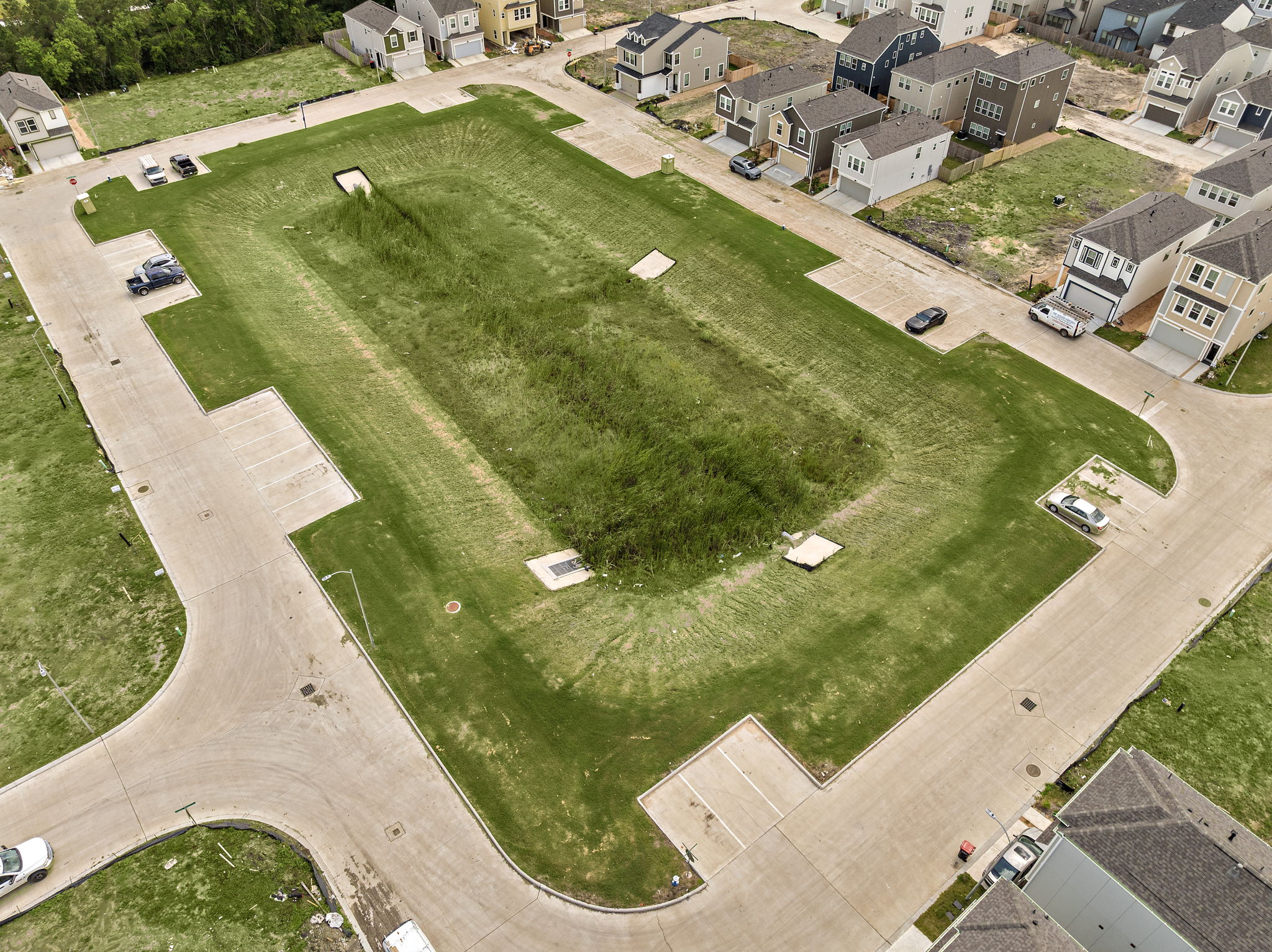 A high angle view of a town.