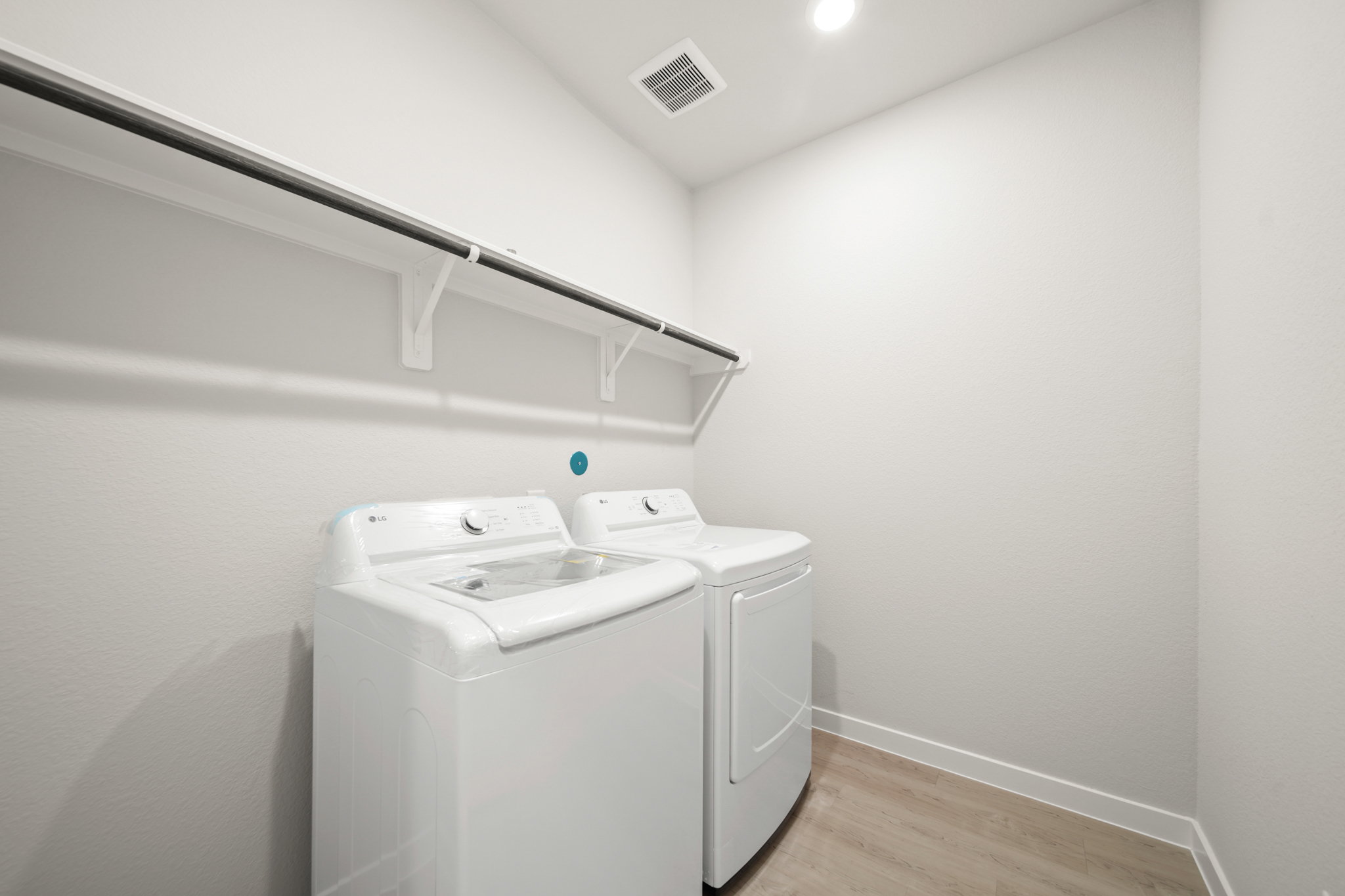 A white laundry room.