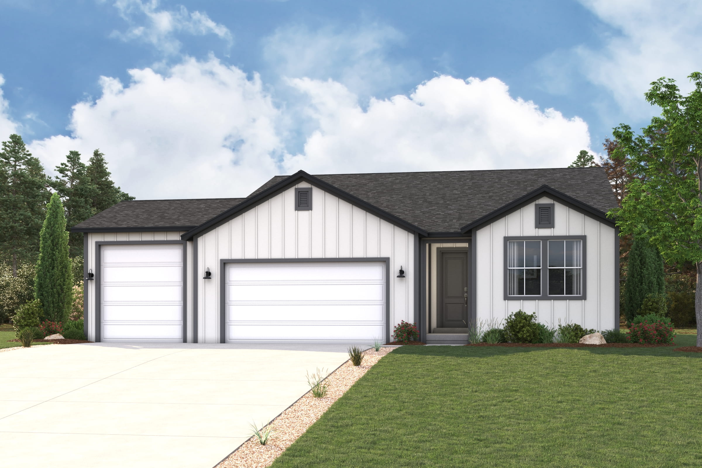 A house with a garage.