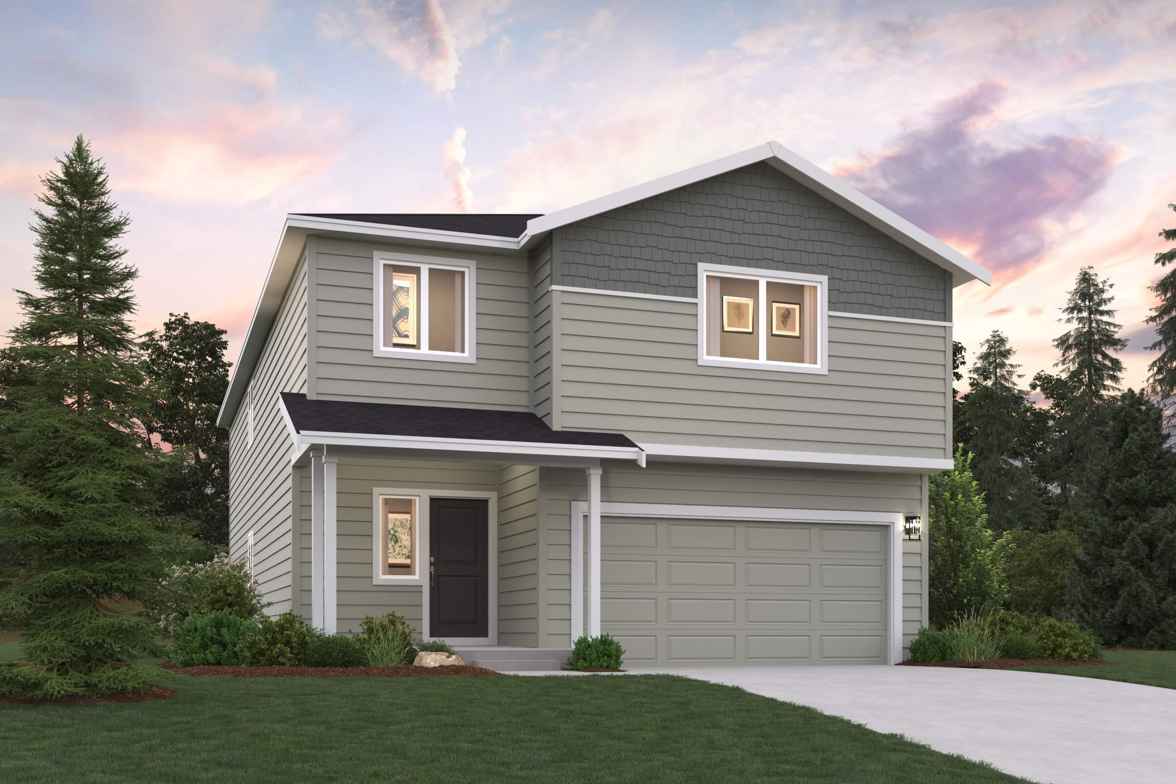 A house with a garage.