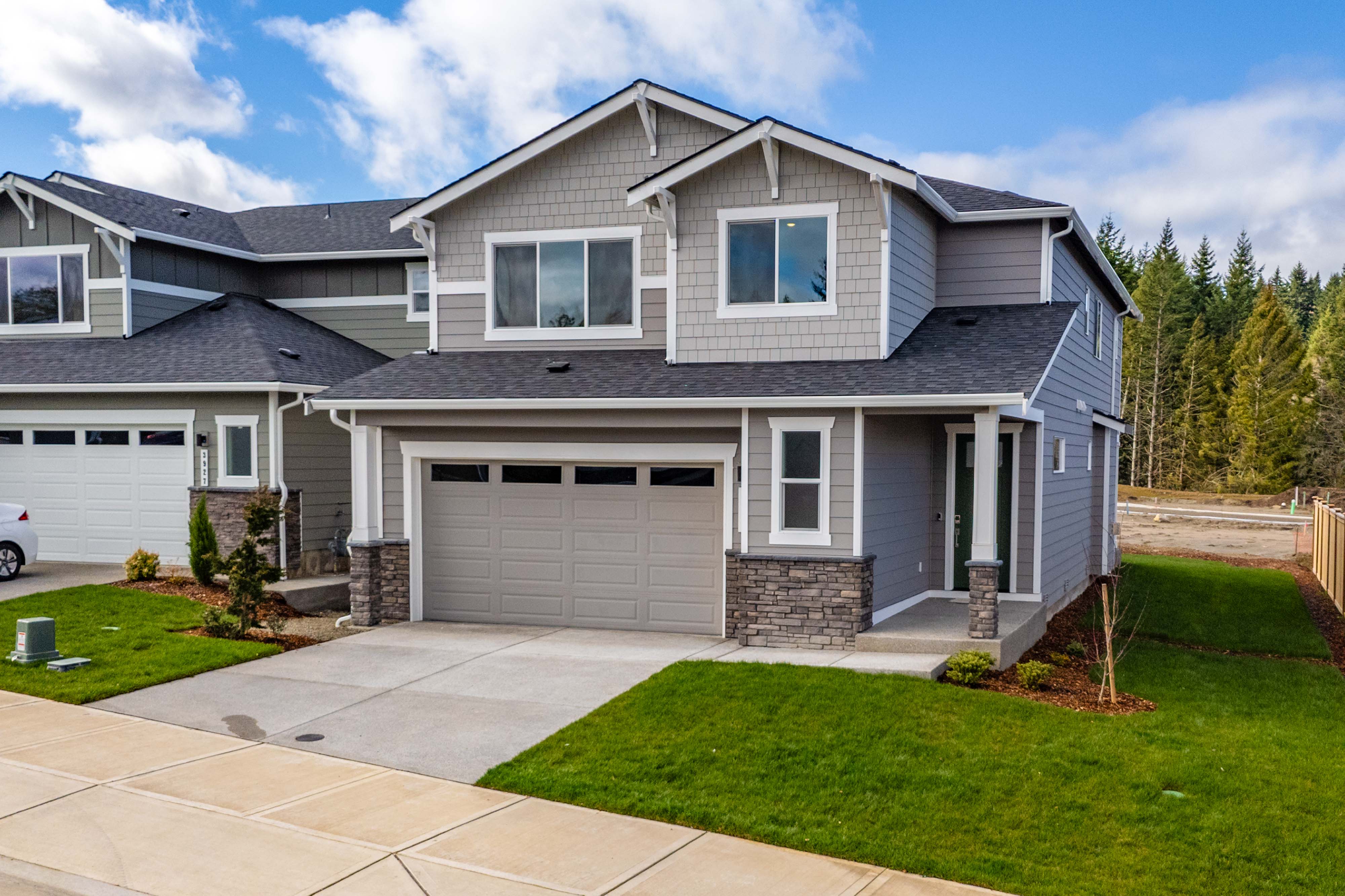 A house with a garage.