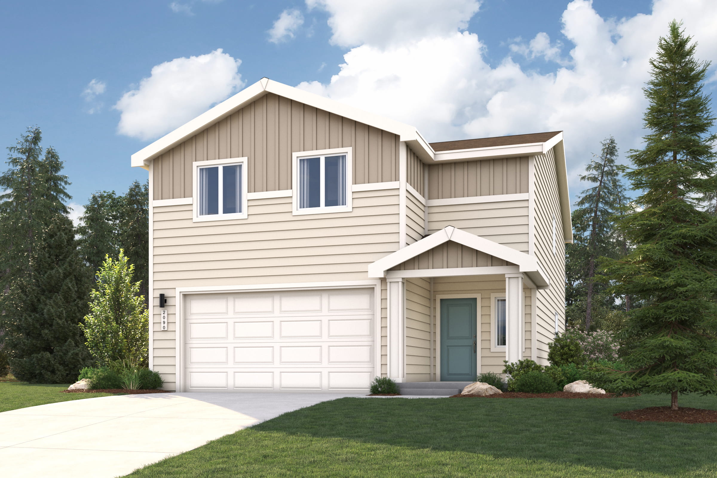 A house with a garage.